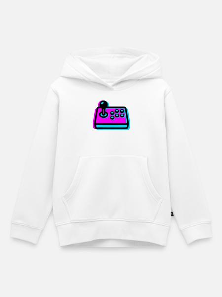 Pinker Arcade Stick Glitch Icon - Kinder Premium Organic Hoodie - Weiß