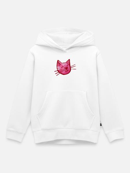 Pink Katzenherz Aquarell - Kinder Premium Organic Hoodie - Weiß