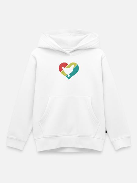 Huhn Herz Silhouette Retro - Kinder Premium Organic Hoodie - Weiß