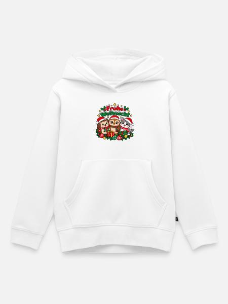 Weihnachts Tiere - Kinder Premium Organic Hoodie - Weiß