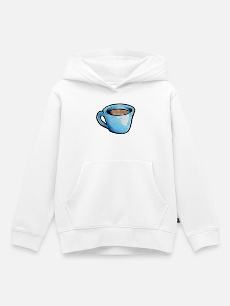 Blaue Aquarell Kaffeetasse - Kinder Premium Organic Hoodie - Weiß