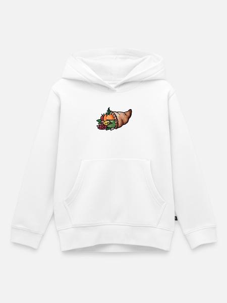Aquarell Cornucopia Harvest - Kinder Premium Organic Hoodie - Weiß