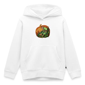Cosysaurus Rex mit Blümchen (NO AI / Ohne KI) - Kinder Premium Organic Hoodie - Weiß - Vorne - AI Model Kid Female (0cm)
