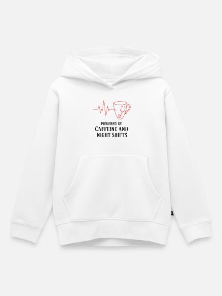 Kaffee und Nachtschichten - Kinder Premium Organic Hoodie - Weiß