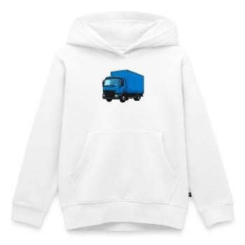Blauer LKW Kraftvoller Transporter - Kinder Premium Organic Hoodie - Weiß - Vorne - AI Model Kid Female (0cm)