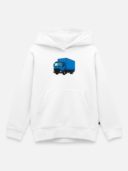Blauer LKW Kraftvoller Transporter - Kinder Premium Organic Hoodie - Weiß