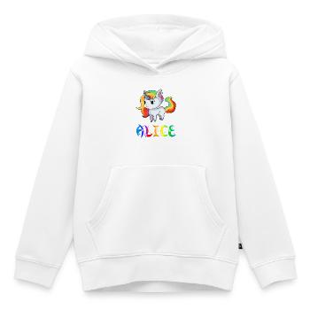 Einhorn Alice - Sweat Premium à capuche enfant bio - blanc - Devant - AI Model Kid Female (0cm)