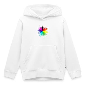 Color explosion radial burst - Kids Premium Organic Hoodie - white - Front - AI Model Kid Female (0cm)