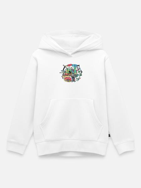 Vibrante Stadt-Collage Remix - Kinder Premium Organic Hoodie - Weiß