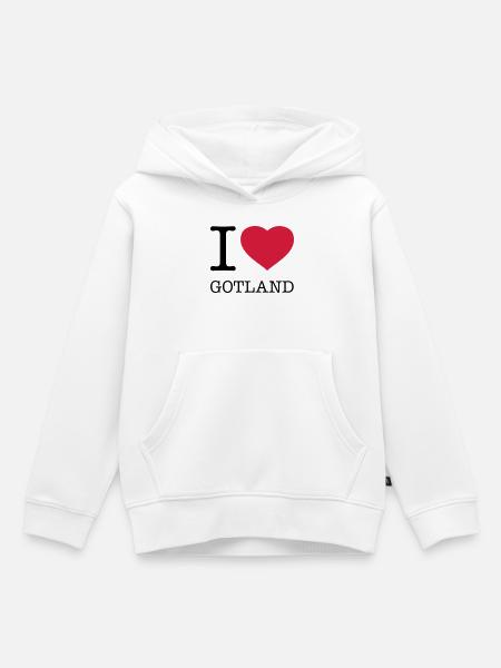 I LOVE GOTLAND - Hoodie Premium barn ekologisk - vit