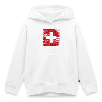 Red Textured Swiss Cross - Kids Premium Organic Hoodie - white - Front - AI Model Kid Female (0cm)
