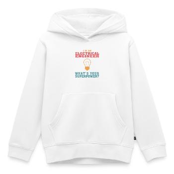 Best-seller Ingénieur électricien Tshirt, citation drôle - Sweat Premium à capuche enfant bio - blanc - Devant - AI Model Kid Female (0cm)
