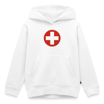 Autocollant cocarde de l'armée de l'air de Suisse Schweiz - Sweat Premium à capuche enfant bio - blanc - Devant - AI Model Kid Female (0cm)