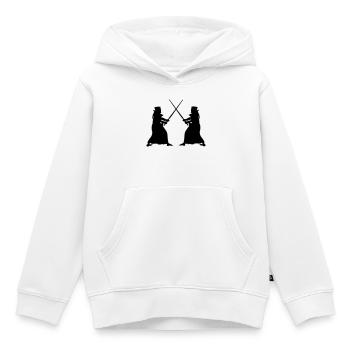 Kendo deux Kendoka en mode combat figures d’ombre - Sweat Premium à capuche enfant bio - blanc - Devant - AI Model Kid Female (0cm)