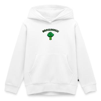 Drôles de phrases Vegan santé - Sweat Premium à capuche enfant bio - blanc - Devant - AI Model Kid Female (0cm)