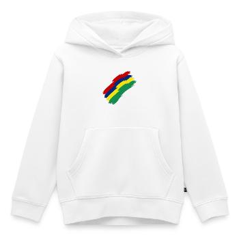 Couleurs du drapeau de l’île Maurice - Sweat Premium à capuche enfant bio - blanc - Devant - AI Model Kid Female (0cm)