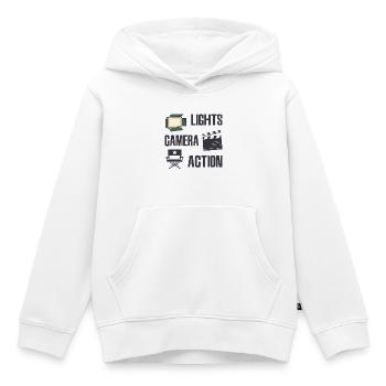 Producteur vidéo - Sweat Premium à capuche enfant bio - blanc - Devant - AI Model Kid Female (0cm)