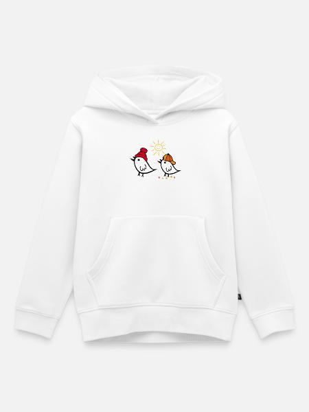 Frühling, Sonne, Spatz - Kinder Premium Organic Hoodie - Weiß