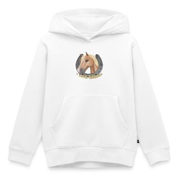 J’aime les chevaux cheval cheval - Sweat Premium à capuche enfant bio - blanc - Devant - AI Model Kid Female (0cm)
