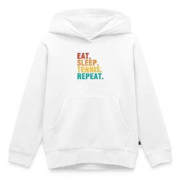 Citation de tennis Mangez dormir Tennis Répéter - Sweat Premium à capuche enfant bio - blanc - Devant - AI Model Kid Female (0cm)