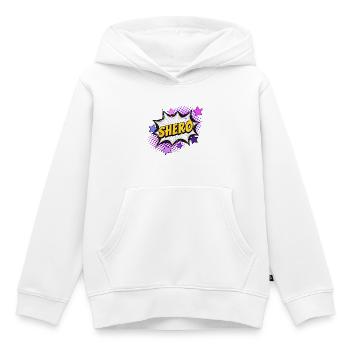 Shero - l’héroïne - Sweat Premium à capuche enfant bio - blanc - Devant - AI Model Kid Female (0cm)