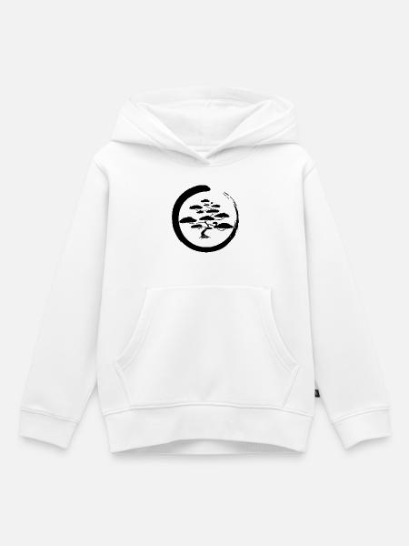 Schwarzer japanischer Baum - Kinder Premium Organic Hoodie - Weiß