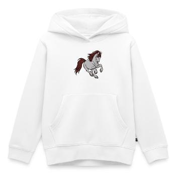 Amour des chevaux Chevaux islandais au galop Chevaux Islandais - Sweat Premium à capuche enfant bio - blanc - Devant - AI Model Kid Female (0cm)