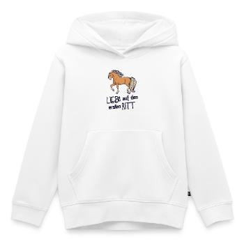 Drôle de déclaration Chevaux islandais Cheval Amour Chevaux - Sweat Premium à capuche enfant bio - blanc - Devant - AI Model Kid Female (0cm)