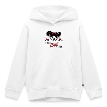 Chevaux islandais chevaux islandais Déclaration Coeur - Sweat Premium à capuche enfant bio - blanc - Devant - AI Model Kid Female (0cm)