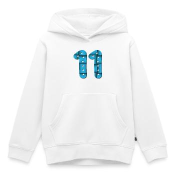 Numéro 11 - NUMÉRO ONZE - 11e anniversaire - Sweat Premium à capuche enfant bio - blanc - Devant - AI Model Kid Female (0cm)
