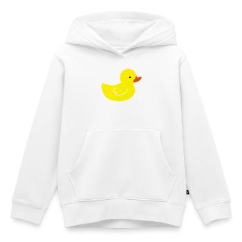 Fröhliche Quietscheente: Ein Hauch von Gelb - Kinder Premium Organic Hoodie - Weiß - Vorne - AI Model Kid Female (0cm)