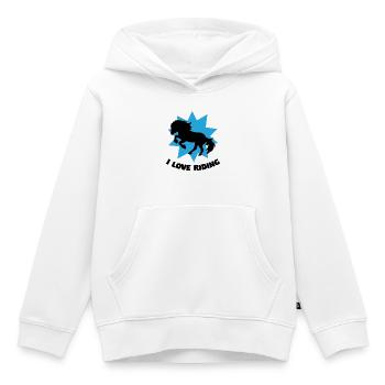 Chevaux Chevaux islandais Déclaration Équitation Cheval Amour - Sweat Premium à capuche enfant bio - blanc - Devant - AI Model Kid Female (0cm)