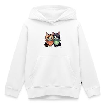 Meilleurs amis chats - Sweat Premium à capuche enfant bio - blanc - Devant - AI Model Kid Female (0cm)