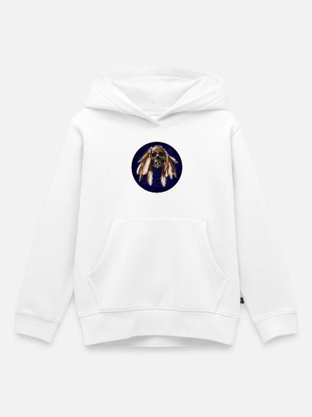 scull with feathers around - Kinder Premium Organic Hoodie - Weiß