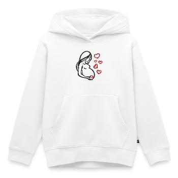 Coeur Grossesse Bébé Ventre Déclaration Enceinte - Sweat Premium à capuche enfant bio - blanc - Devant - AI Model Kid Female (0cm)