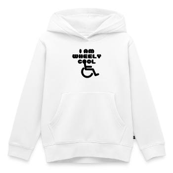 Je suis cool. Humour en fauteuil roulant * - Sweat Premium à capuche enfant bio - blanc - Devant - AI Model Kid Female (0cm)