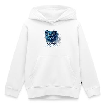 Flammes de lumière bleue néon guépard - Sweat Premium à capuche enfant bio - blanc - Devant - AI Model Kid Female (0cm)