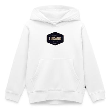 Lugano Abzeichen Gold Navy - Kinder Premium Organic Hoodie - Weiß - Vorne - AI Model Kid Female (0cm)