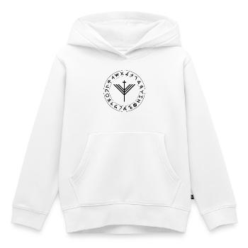 Kreuz Menorah Alephbet-Ring - Kinder Premium Organic Hoodie - Weiß - Vorne - AI Model Kid Female (0cm)