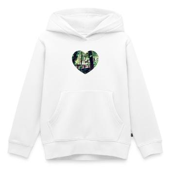 Herzmotiv Brücke im Frühgrün - Kinder Premium Organic Hoodie - Weiß - Vorne - AI Model Kid Female (0cm)