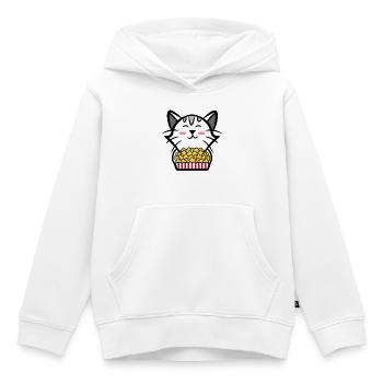 Cat Movies Popcorn Cinema Binge Watching Cineaste - Sweat Premium à capuche enfant bio - blanc - Devant - AI Model Kid Female (0cm)