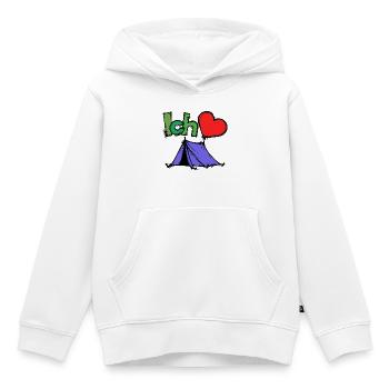 Tentes Camping Camper Déclaration Wanderlust Heart - Sweat Premium à capuche enfant bio - blanc - Devant - AI Model Kid Female (0cm)