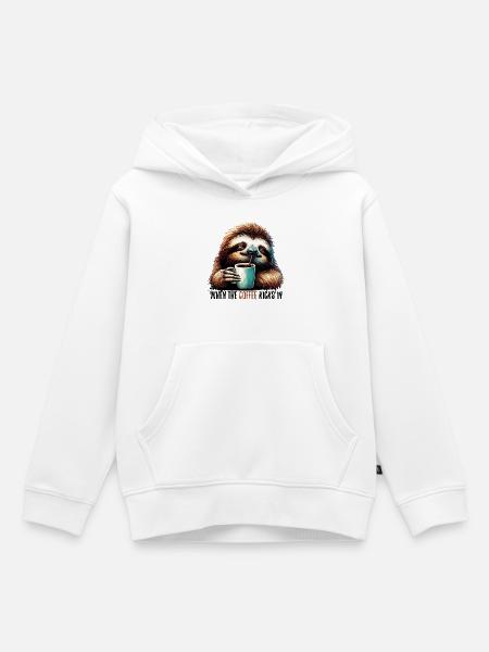 Faultier Kaffee kickt Geschenk - Kinder Premium Organic Hoodie - Weiß