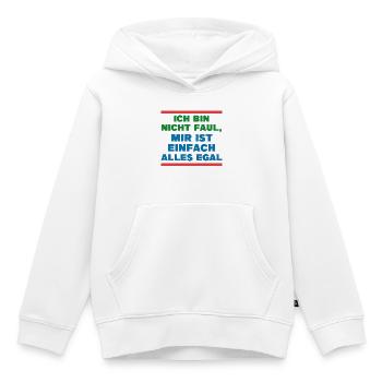 Je ne me soucie pas de l’énoncé d’attitude - Sweat Premium à capuche enfant bio - blanc - Devant - AI Model Kid Female (0cm)