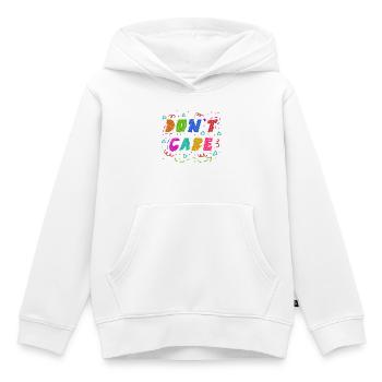 Je m’en fous Déclaration - Sweat Premium à capuche enfant bio - blanc - Devant - AI Model Kid Female (0cm)