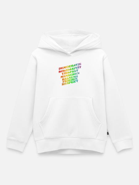 DEMOKRATIE SOLIDARITÄT VIELFALT - Kinder Premium Organic Hoodie - Weiß