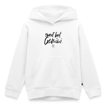 Zodiaque des Gémeaux doux mais GÉMEAUX - Sweat Premium à capuche enfant bio - blanc - Devant - AI Model Kid Female (0cm)