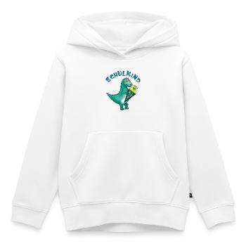 Écolier - Dino avec cône d’école - personnalisable - Sweat Premium à capuche enfant bio - blanc - Devant - AI Model Kid Female (0cm)