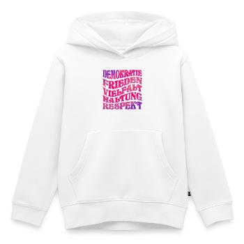 DEMOKRATIE RESPEKT HALTUNG - Kinder Premium Organic Hoodie - Weiß - Vorne - AI Model Kid Female (0cm)