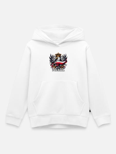 Polska Polska Flaga Polski Flaga Prezent - Bluza Premium z kapturem dziecięca bio - biały